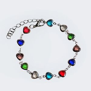Silver Tone Multi Heart Charm Bracelet | Valentine Romantic Jewelry